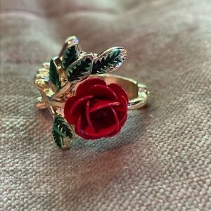 Red and Gold Dainty Rose Ring Size 7